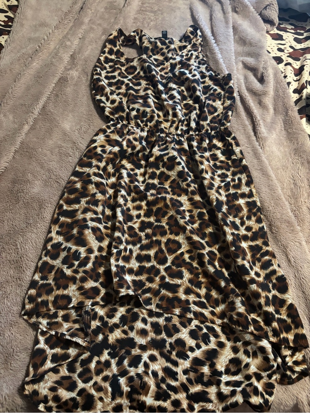Sleeveless Leopard Print Midi Dress - Brown/Black